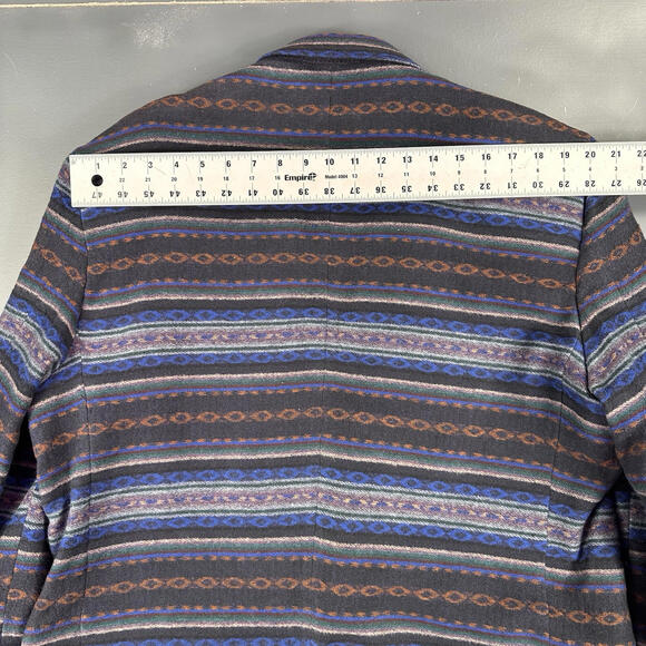 VTG Pagano West Blazer Mens 48 Long Blue Aztec AOP Stockman Wool USA NWT - Picture 9 of 9